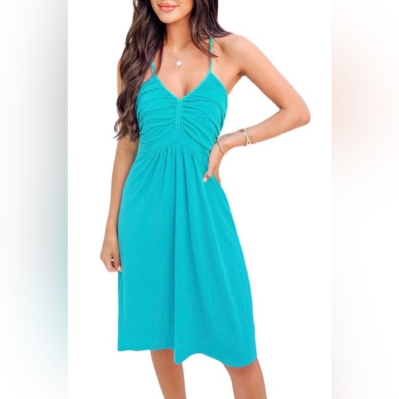 Women’s Braided Halter Mini Dress- Cupshe Blue Small - Picture 2 of 5